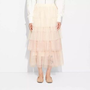 WICKED+Target Collection Chic Cream Tiered A-Line Skirt‎